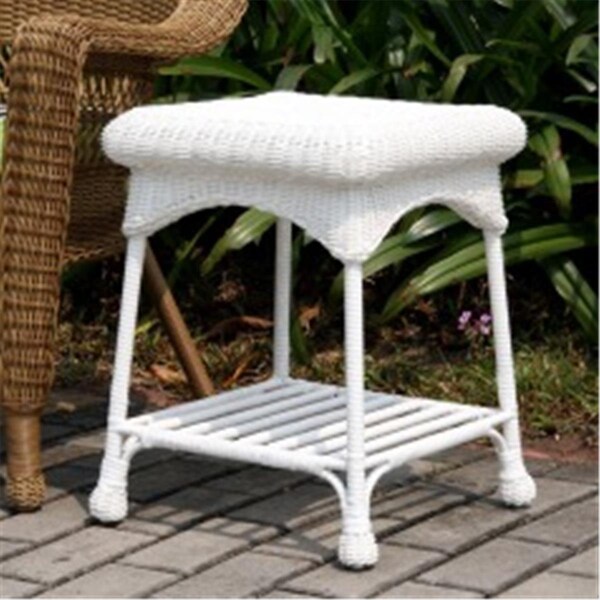 Sekkusu Furniture Outdoor White Wicker Patio Furniture End Table SE2593741 - main